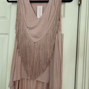 Banana Republic Blush XXS V-Neck Top with Fringe Detail